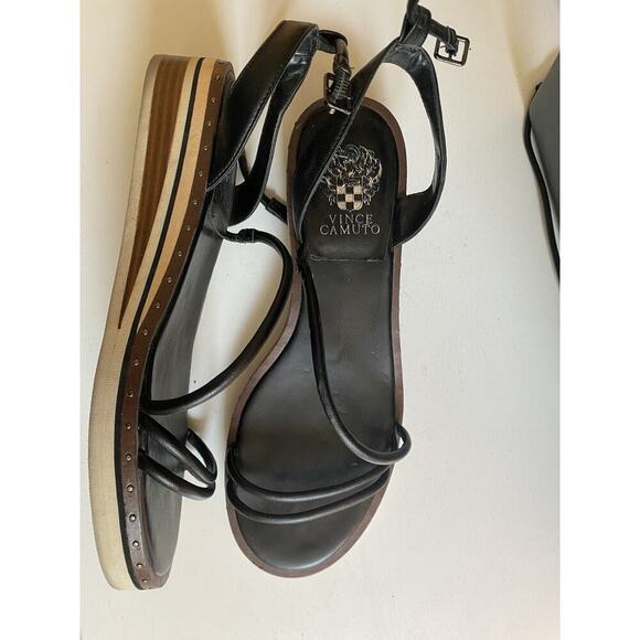 Vince Camuto Women's Lilo Wedge Sandal Bone Size 10 M Black Ankle Strap - Picture 8 of 9